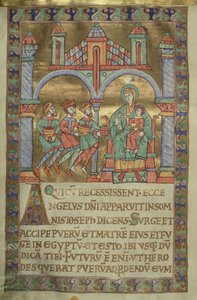 Fru Czart. 1207, IV, fol.V v. Adoration of the Magi, fra The Evangeliarium of Plock Cathedral, ca. 1075 av German School