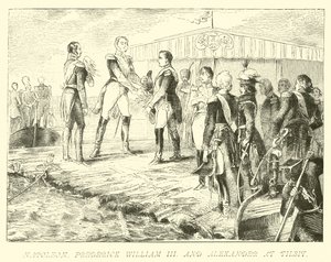 Napoleon, Frederick William III og Alexander ved Tilsit av German School