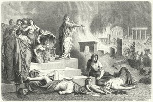 Nero under den store brannen i Roma, 64 (gravering) av German School