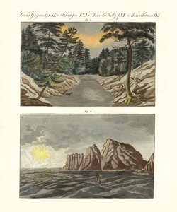 Nordiske naturfenomener (farget gravering) av German School