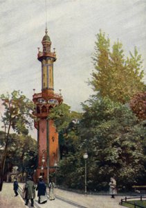 Observasjonstårn, Berlin zoologiske hage, Tyskland (farge litho) av German School