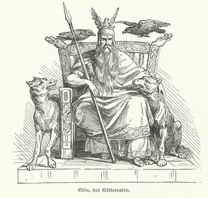 Odin, gud for norrøn mytologi (gravering) av German School