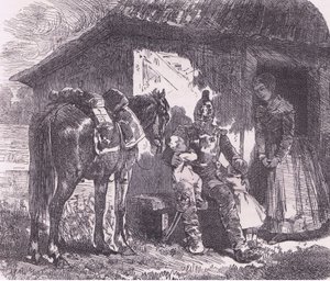 Ut i krigen, Cassells historie om krigen mellom Frankrike og Tyskland utgitt av Cassell and Company Limited, ca. 1890 (litho) av German School