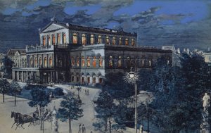 Operahuset, Hannover, Tyskland (fargelitografi) av German School