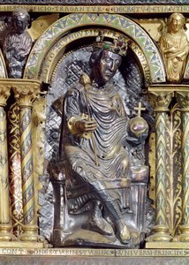 Otto II (955-83), hellig romersk keiser, detalj fra helligdommen til keiser Karl den store (742-814), 1215 (gull og champleve-emalje) av German School