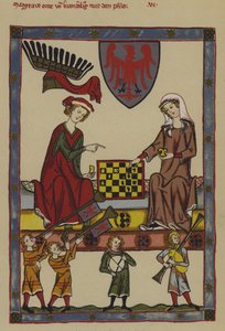 Otto IV, markgreve av Brandenburg og hans kone, Hedwig av Holstein (farge litho) av German School