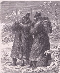 Utpost i snøen, Cassells historie om krigen mellom Frankrike og Tyskland utgitt av Cassell and Company Limited, ca. 1890 (litho) av German School