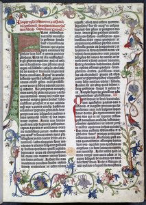 Side fra Gutenberg-bibelen, med Erfurt-belysning av German School