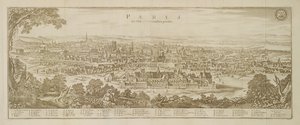 Panoramautsikt over Paris i 1620, fra Topographia Galliae av Martin Zeiller (1589-1661) publisert 1655 av German School