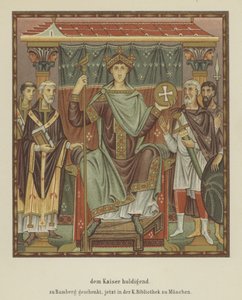 Hylle den hellige romerske keiseren Otto III (farge litho) av German School