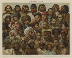 Folk i Asia (farge litho) av German School