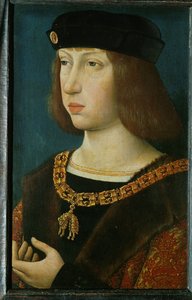 Philipp der Schoene, sønn av Maximilian I og Marie de Bourgogne … (maleri på tre) av German School