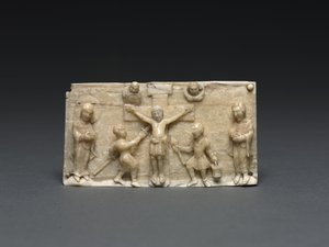 Plakett fra et bærbart alter: Korsfestelsen, Nedre Rhindalen, 1050-1100 av German School
