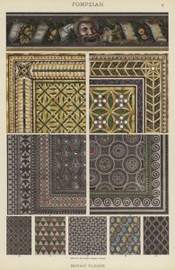 Pompeianske, mosaikkgulv (farge litho) av German School