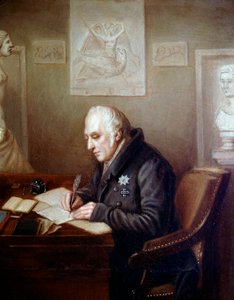Portrett av Alexander Von Humboldt på kontoret hans av German School