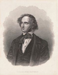 Portrett av Felix Mendelssohn (1809-47) av German School