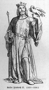 Portrait of Frederic II of Hohenstaufen (1194-1250), King of the Holy Roman Empire. Engraving in “” Kaiser, Konig und Papft”” by Richard Roth av German School