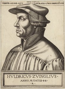 Portrett av Huldrych Zwingli av German School