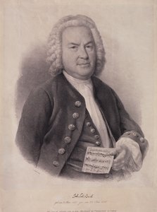 Portrett av Johann Sebastian Bach (1685-1750) gravert av F.G. Schlick, 1840 av German School