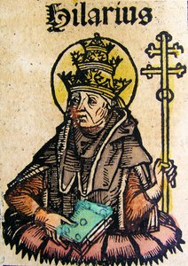 Portrett av pave Hilarius, publisert i Nuremberg Chronicle, 1493 av German School