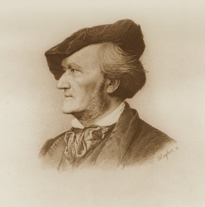 Portrett av Richard Wagner (1813-83) tysk komponist, gravert av Robert Reyher (1838-77) (se også 93368) av German School