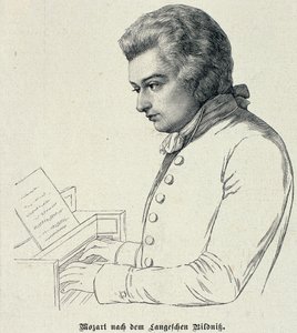 Portrett av Wolfgang Amadeus Mozart (1756-91) av German School