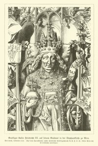 Portrett av den hellige romerske keiser Frederick III, fra graven hans i Stefansdomen, Wien (gravering) av German School