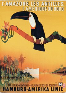 Plakat som reklamerer for Hamburg-Amerika Linie