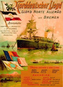 Plakat som annonserer den nordtyske Lloyd-linjen, 1898