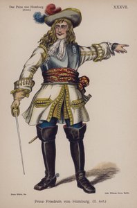 Prins Friedrich av Homburg, fra Der Prinz von Homburg (Prinsen av Homburg) av Heinrich von Kleist (farge litho) av German School
