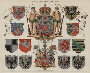 Prøyssiske provinsielle våpenskjold (farge litho) av German School