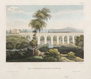Jernbaneviadukt ved Gotha, gravert av B. Metzeroth, 1848 av German School