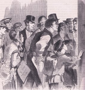 Leser nyhetene i Berlin, Cassells historie om krigen mellom Frankrike og Tyskland utgitt av Cassell and Company Limited, ca. 1890 (litho) av German School