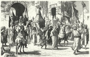 Retur av en karavane av pilegrimer til Mekka (gravering) av German School