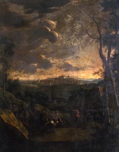 Rytter foran utsikt over Gotha og Friedenstein slott, 1751-1800 av German School