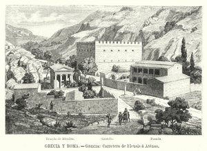 Veien fra Eleusis til Athen, Hellas (litho) av German School