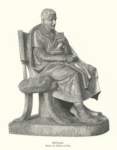 Romersk kopi av en statue av den antikke greske komiske poeten Posidippus (gravering) av German School