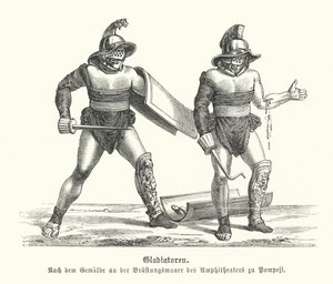 Romerske gladiatorer (gravering) av German School