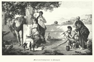 Romerske dukkeførere i Pompeii (gravering) av German School