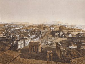 Roma fra Kapitolhøyden (fargelitografi) av German School