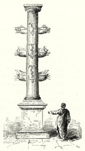 Rostral kolonne av Gaius Duilius, til minne om den romerske marineseieren over karthagerne i slaget ved Mylae i 260 f.Kr. (gravering) av German School