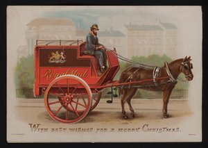 Royal Mail varebil, julehilsen, sent på 1800- eller tidlig på 1900-tallet (chromolitho) av German School