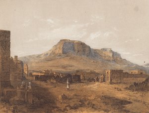 Ruinene av Korint, Hellas (fargelitografi) av German School