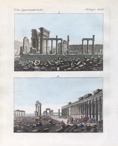 Ruinene av Palmyra (farget gravering) av German School