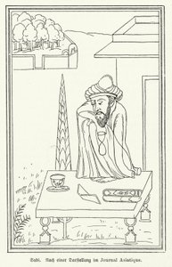 Saadi Shirazi , persisk poet (litho) av German School