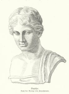 Sappho , gammel gresk poet (gravering) av German School