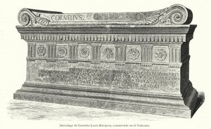 Sarkofag av romersk soldat og konsul Lucius Cornelius Scipio Barbatus i Vatikanet, Roma av German School