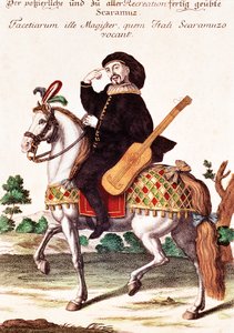 Scaramouche på hesteryggen av German School