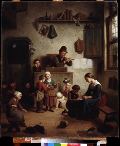 ""Klassescene på en skole"" (på skolen) Tysk skolemaleri Det regionale Deineka kunstgalleri fra det tidlige 1800-tallet, Kursk Russland av German School