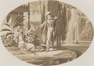 Scene fra Figaros bryllup av Wolfgang Amadeus Mozart av German School